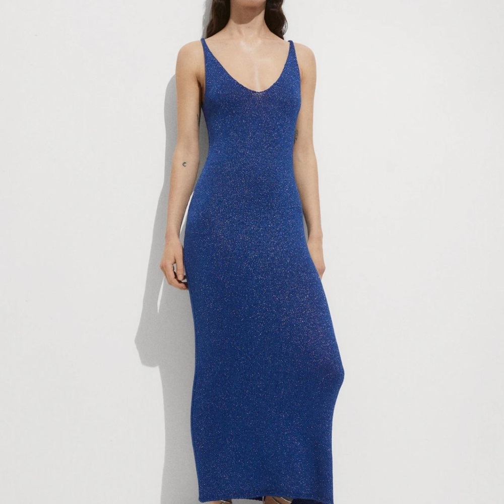 Mango Elegant Blue Sleeveless Dress